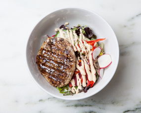 WILD TURKEY PALEO BURGER WITH OYSTER MUSHROOM SALAD