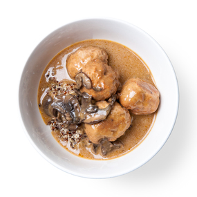 Bison Meatballs, Cremini Mushroom Sauce & Red Quinoa